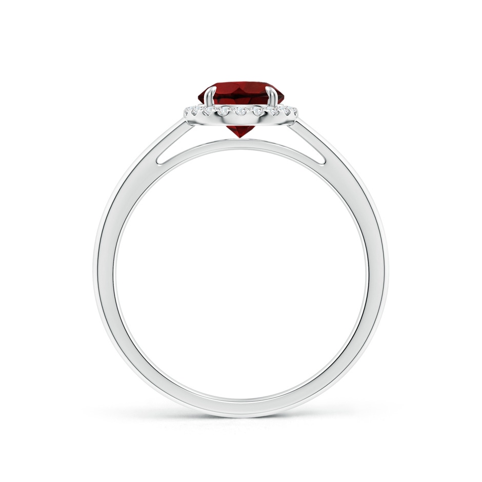 6mm AAA Round Garnet Cathedral Ring with Diamond Halo in White Gold side-1