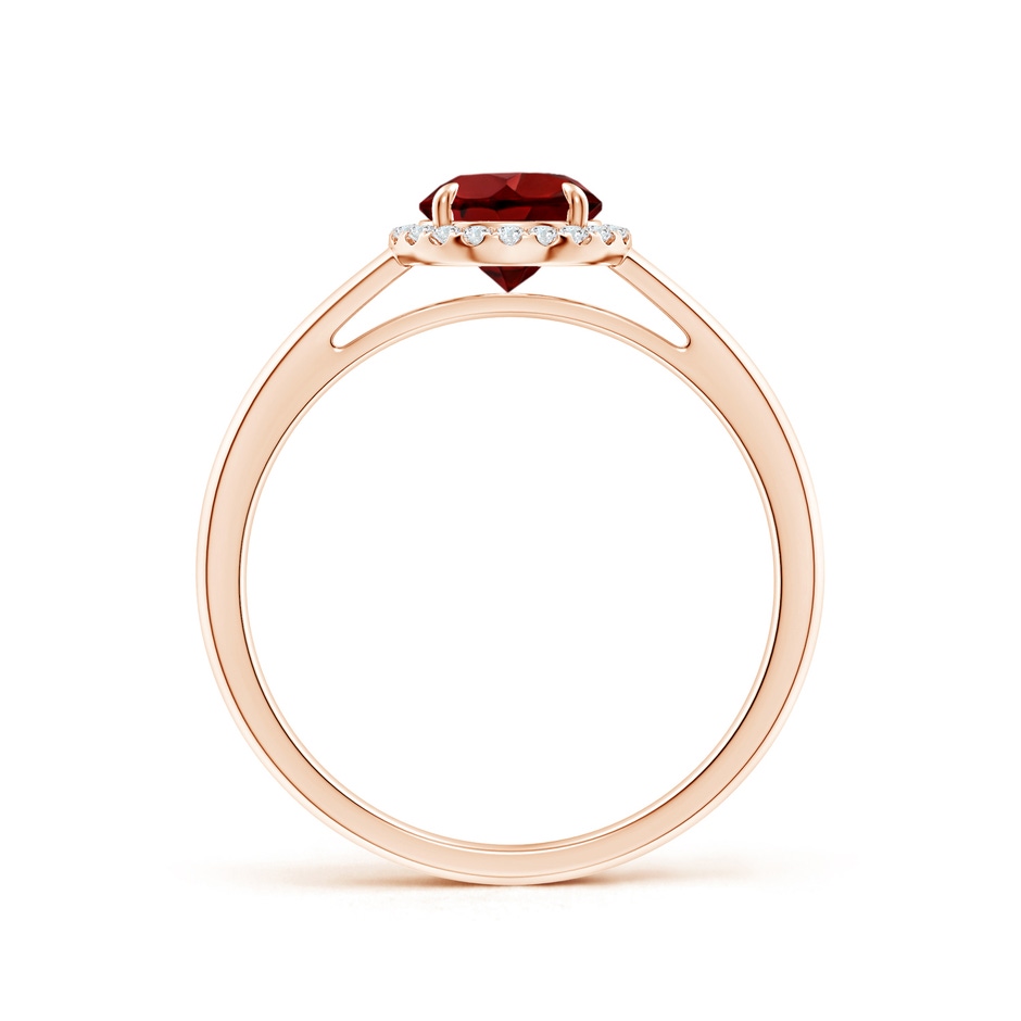 6mm AAAA Round Garnet Cathedral Ring with Diamond Halo in Rose Gold side-1