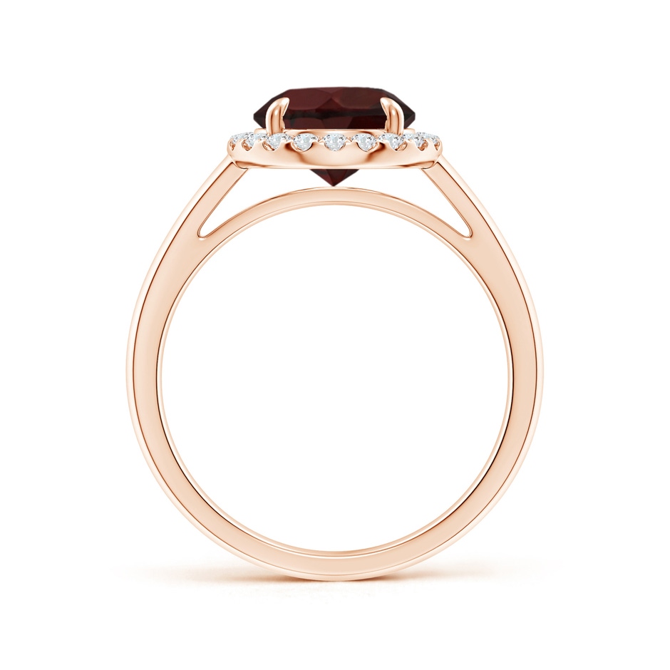 8mm A Round Garnet Cathedral Ring with Diamond Halo in Rose Gold side-1