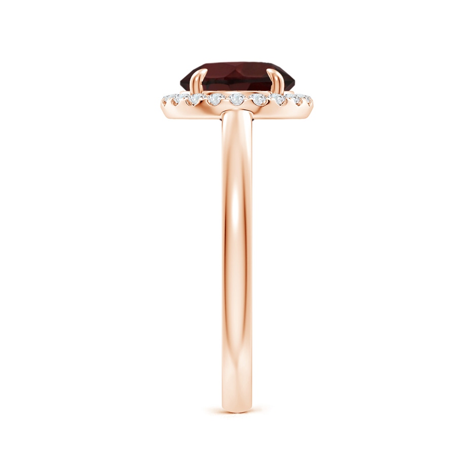 8mm A Round Garnet Cathedral Ring with Diamond Halo in Rose Gold side-2