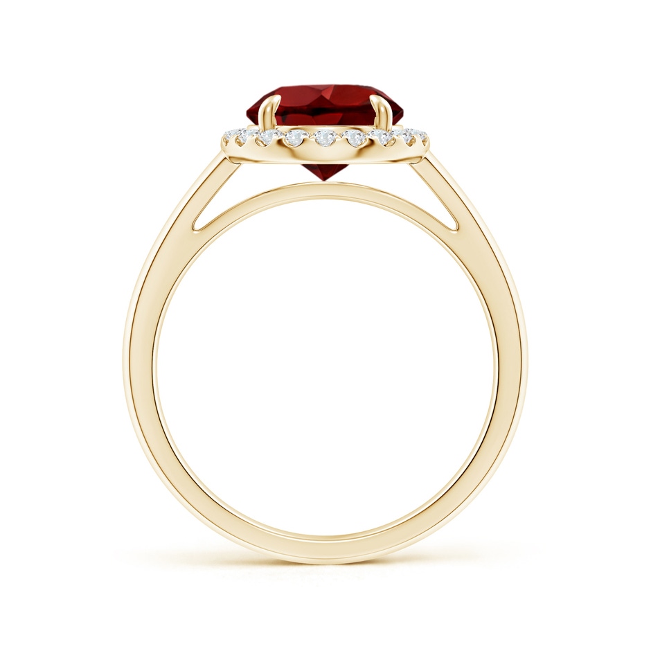 8mm AAAA Round Garnet Cathedral Ring with Diamond Halo in Yellow Gold side-1