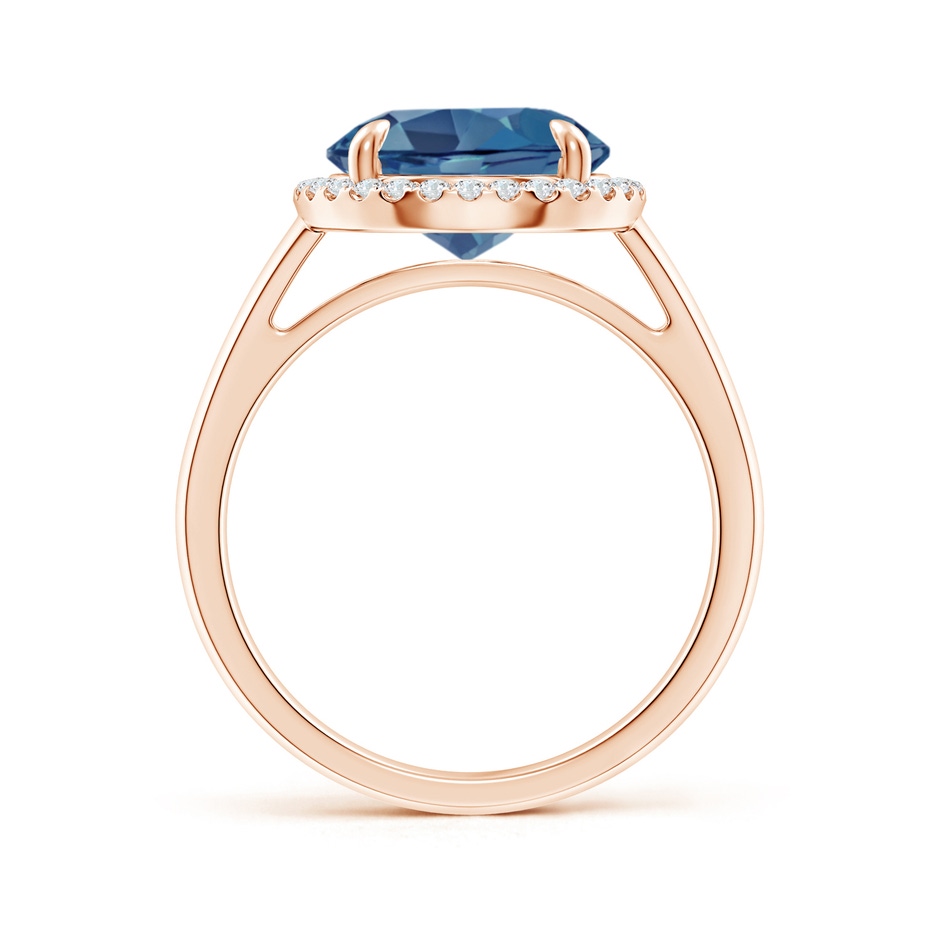 10mm A Round London Blue Topaz Cathedral Ring with Diamond Halo in Rose Gold side-1
