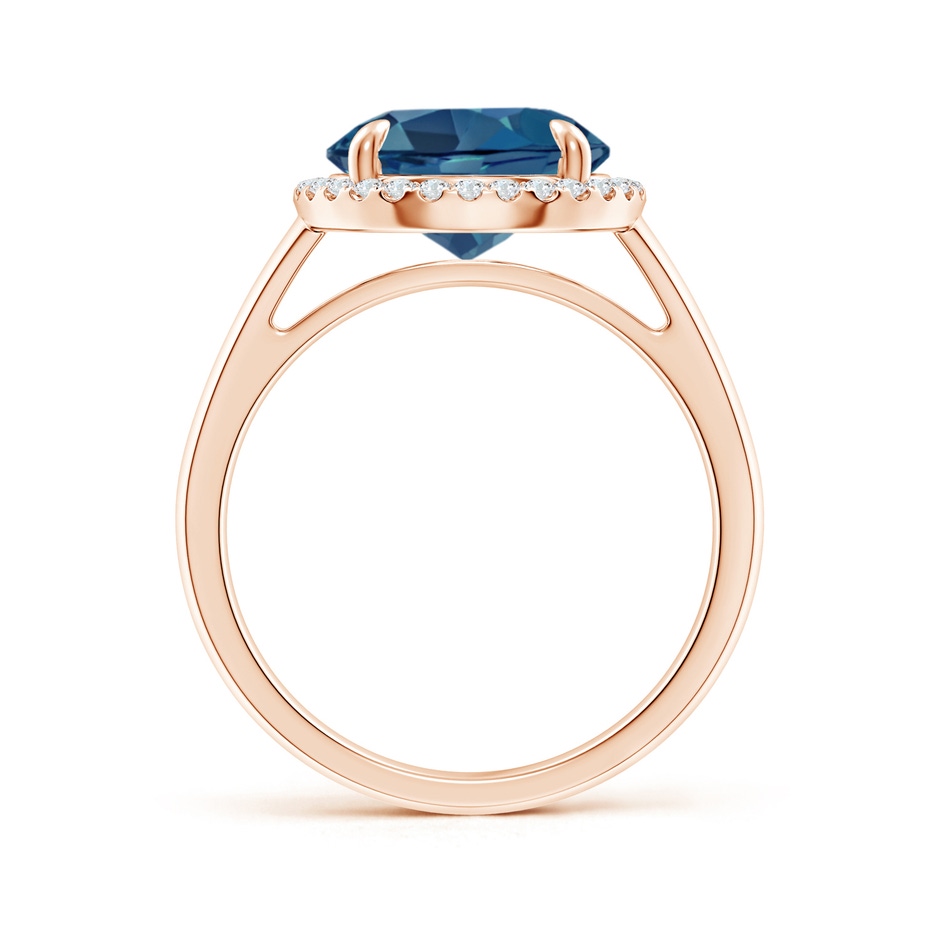 10mm AA Round London Blue Topaz Cathedral Ring with Diamond Halo in Rose Gold side-1