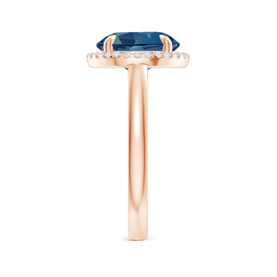 10mm AA Round London Blue Topaz Cathedral Ring with Diamond Halo in Rose Gold side-2