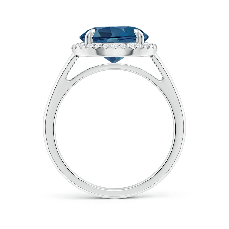 10mm AA Round London Blue Topaz Cathedral Ring with Diamond Halo in White Gold side-1