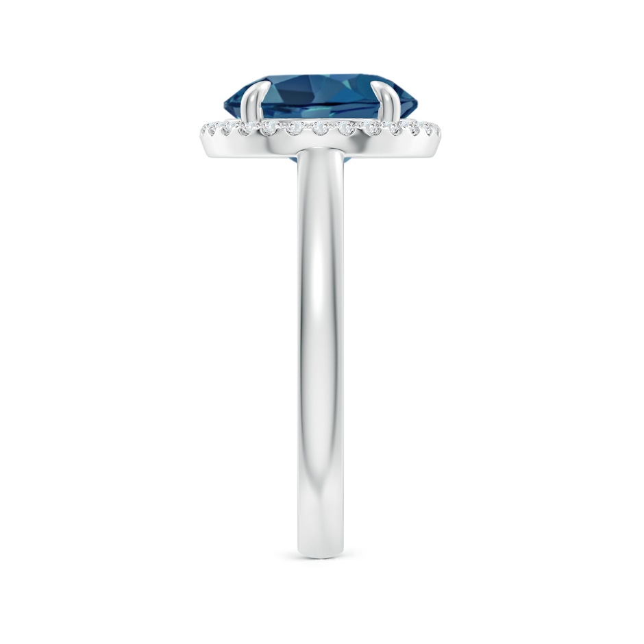 10mm AA Round London Blue Topaz Cathedral Ring with Diamond Halo in White Gold side-2