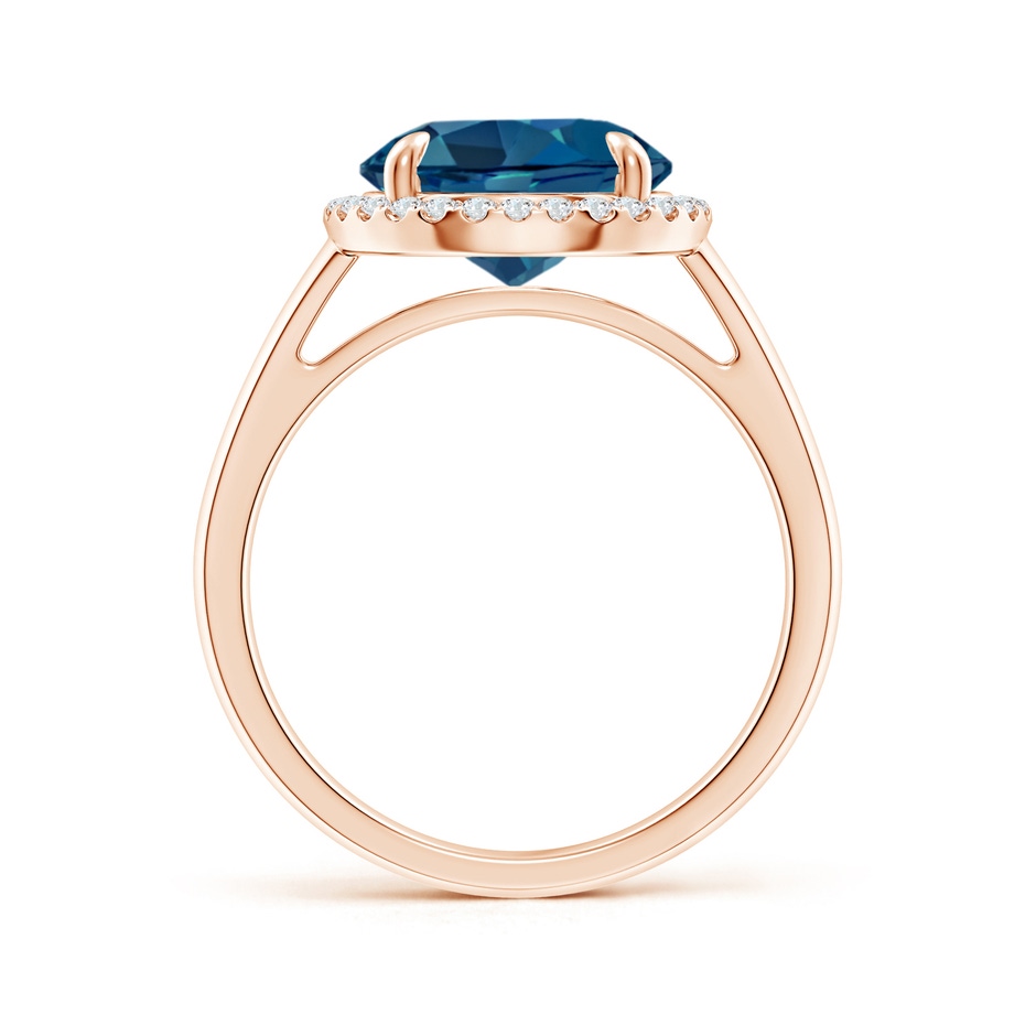 10mm AAA Round London Blue Topaz Cathedral Ring with Diamond Halo in Rose Gold side-1