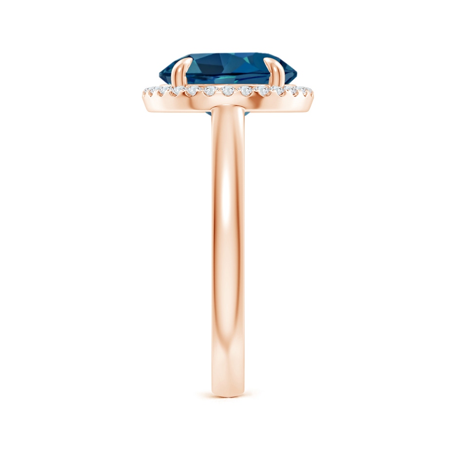 10mm AAA Round London Blue Topaz Cathedral Ring with Diamond Halo in Rose Gold side-2