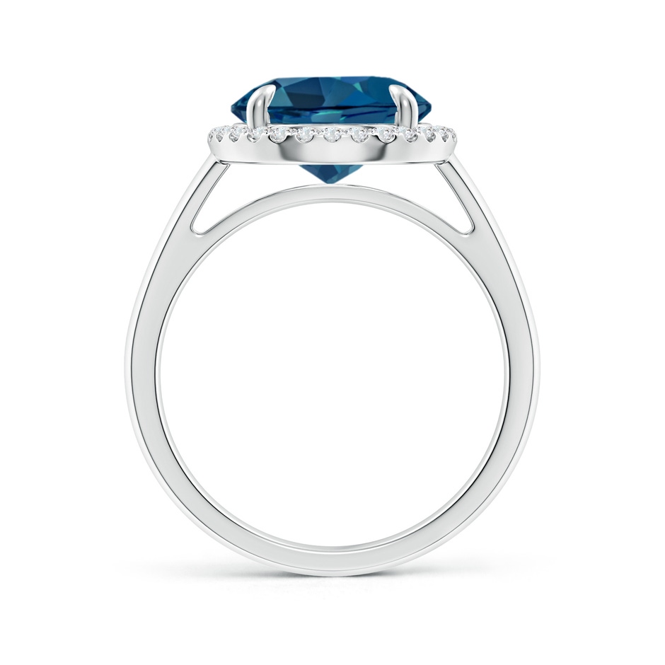 10mm AAA Round London Blue Topaz Cathedral Ring with Diamond Halo in White Gold side-1