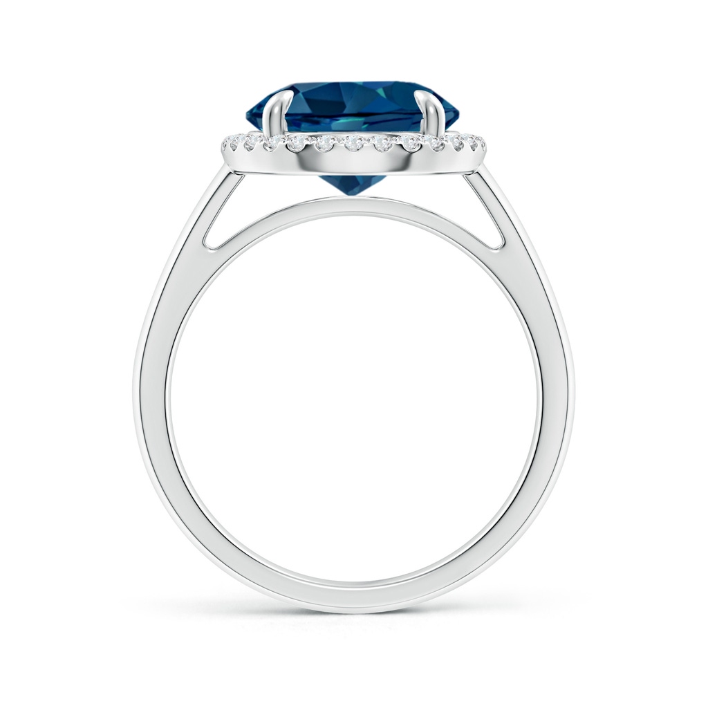 10mm AAAA Round London Blue Topaz Cathedral Ring with Diamond Halo in P950 Platinum Side-1