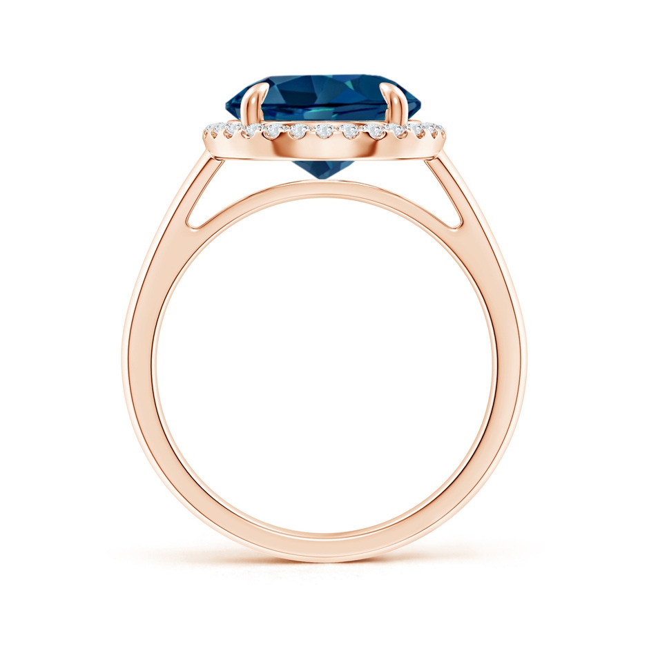 10mm AAAA Round London Blue Topaz Cathedral Ring with Diamond Halo in Rose Gold side-1