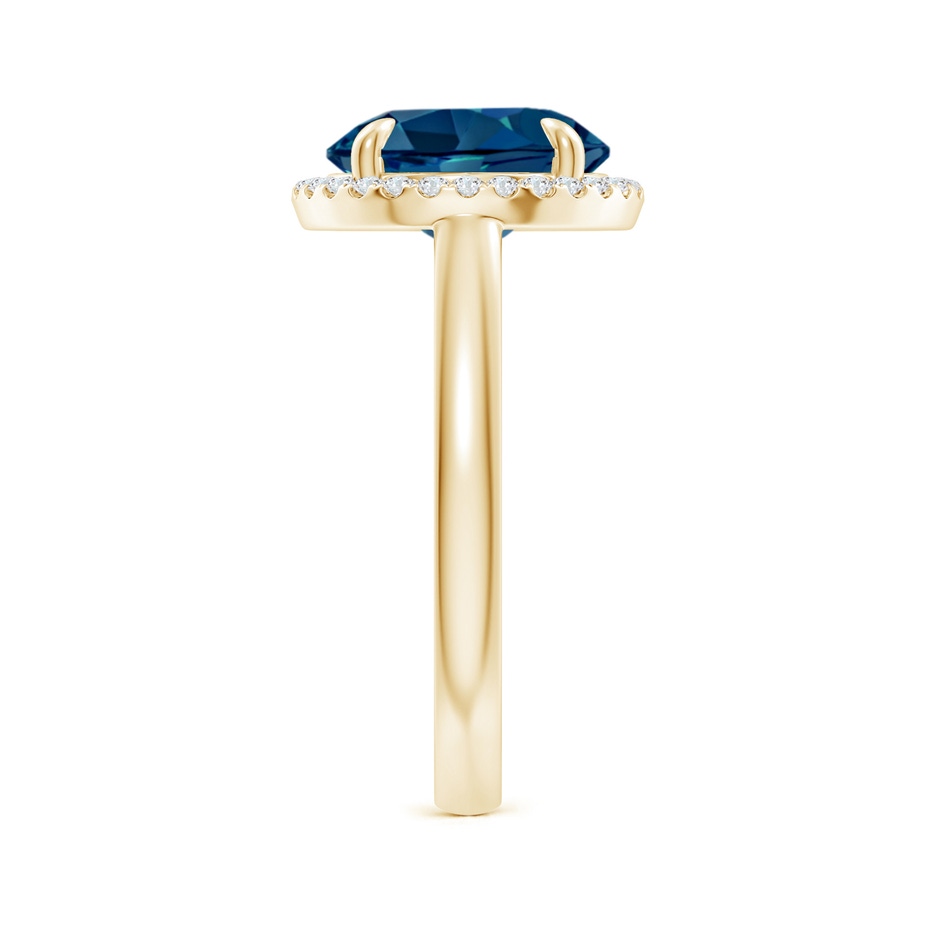 10mm AAAA Round London Blue Topaz Cathedral Ring with Diamond Halo in Yellow Gold side-2