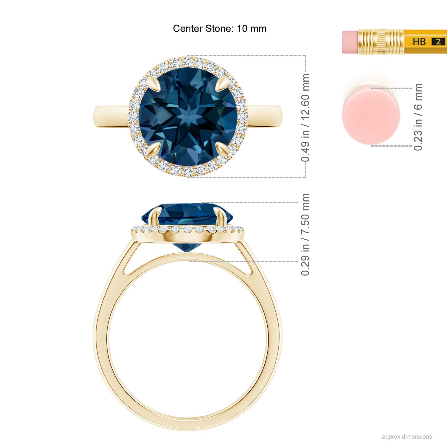 AAAA - London Blue Topaz / 4.37 CT / 14 KT Yellow Gold