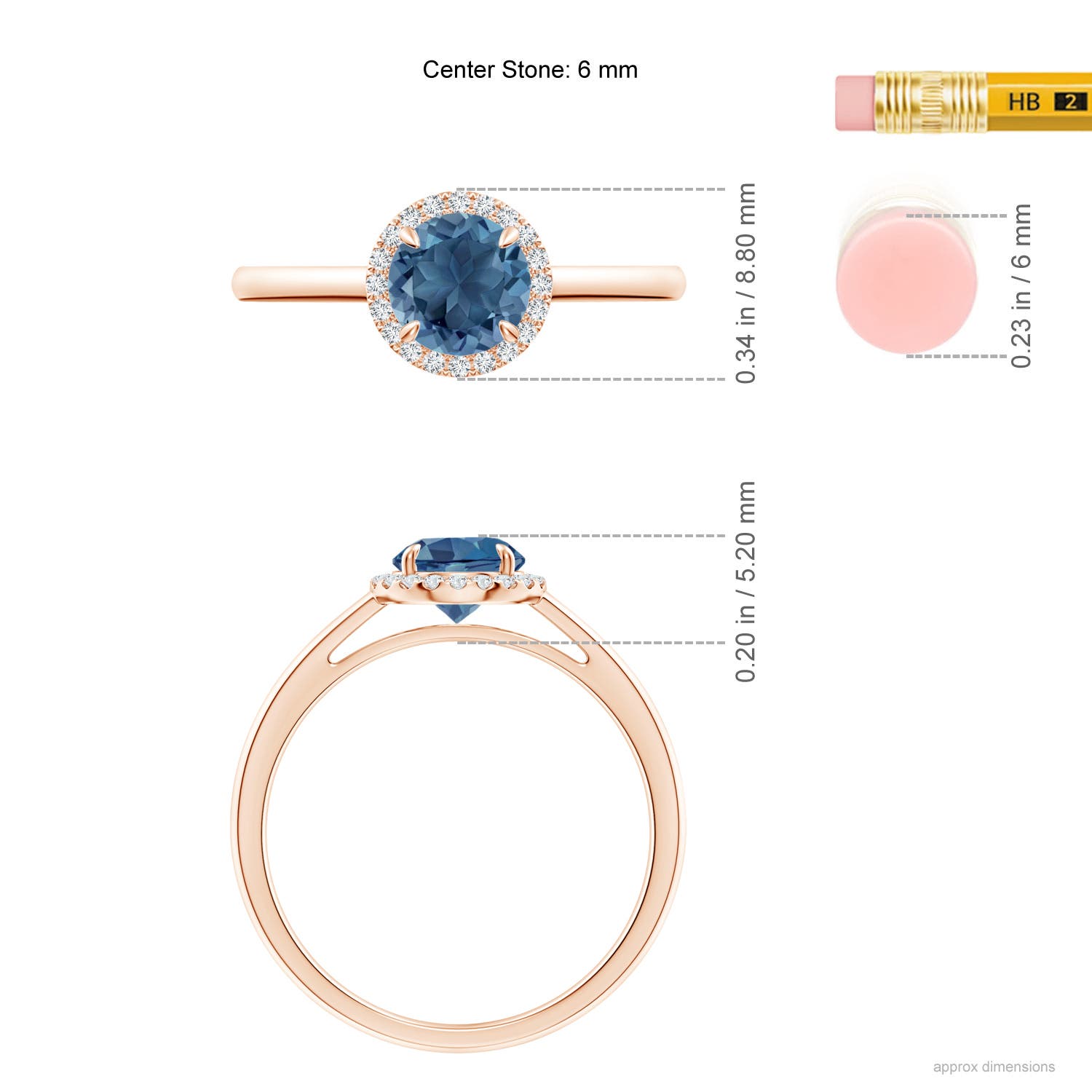 A - London Blue Topaz / 1.05 CT / 14 KT Rose Gold