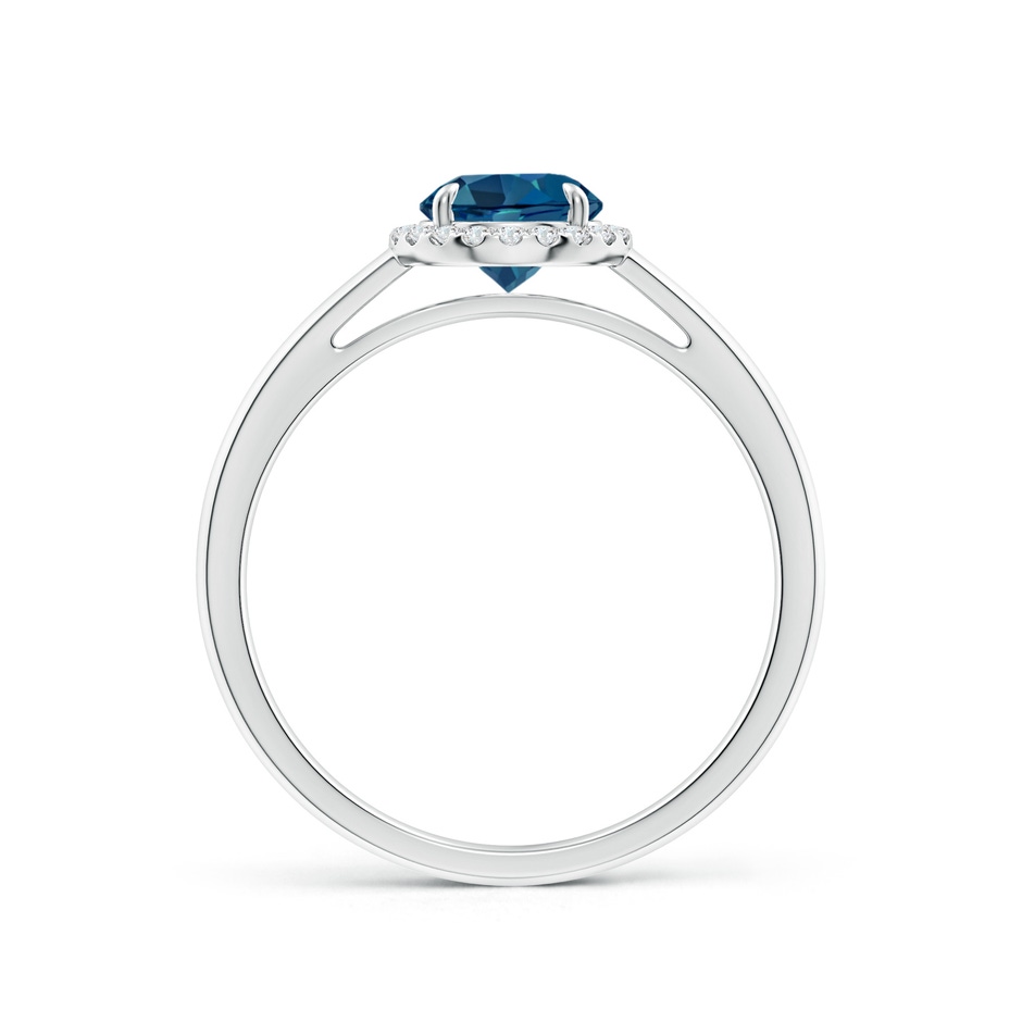 6mm AAA Round London Blue Topaz Cathedral Ring with Diamond Halo in White Gold side-1