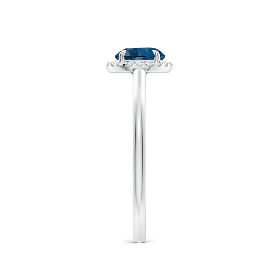 6mm AAA Round London Blue Topaz Cathedral Ring with Diamond Halo in White Gold side-2