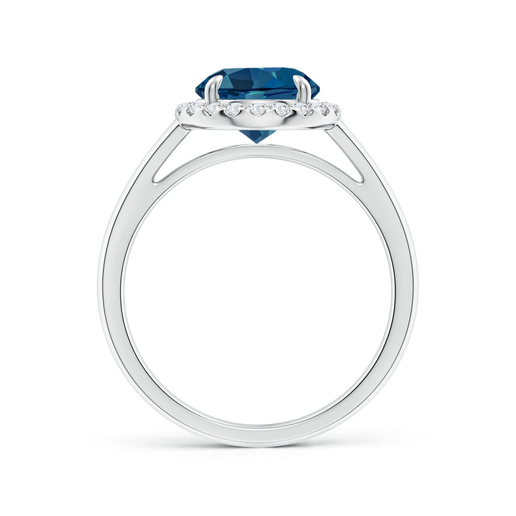 8mm AAA Round London Blue Topaz Cathedral Ring with Diamond Halo in White Gold Side-1