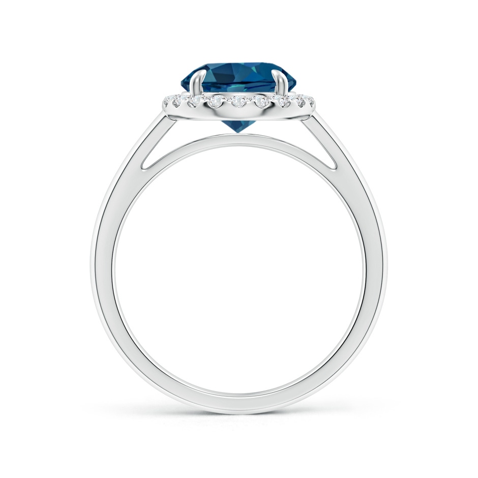 8mm AAA Round London Blue Topaz Cathedral Ring with Diamond Halo in White Gold side-1