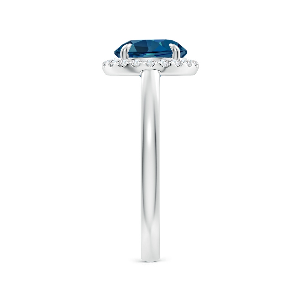 8mm AAA Round London Blue Topaz Cathedral Ring with Diamond Halo in White Gold Side-2