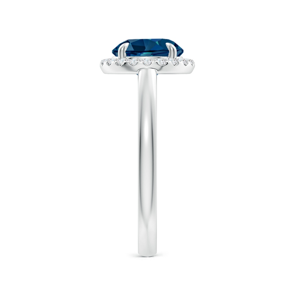 8mm AAAA Round London Blue Topaz Cathedral Ring with Diamond Halo in White Gold Side-2