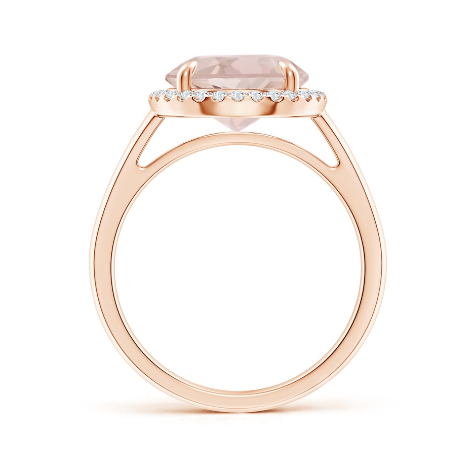 10mm A Round Morganite Cathedral Ring with Diamond Halo in 9K Rose Gold product image