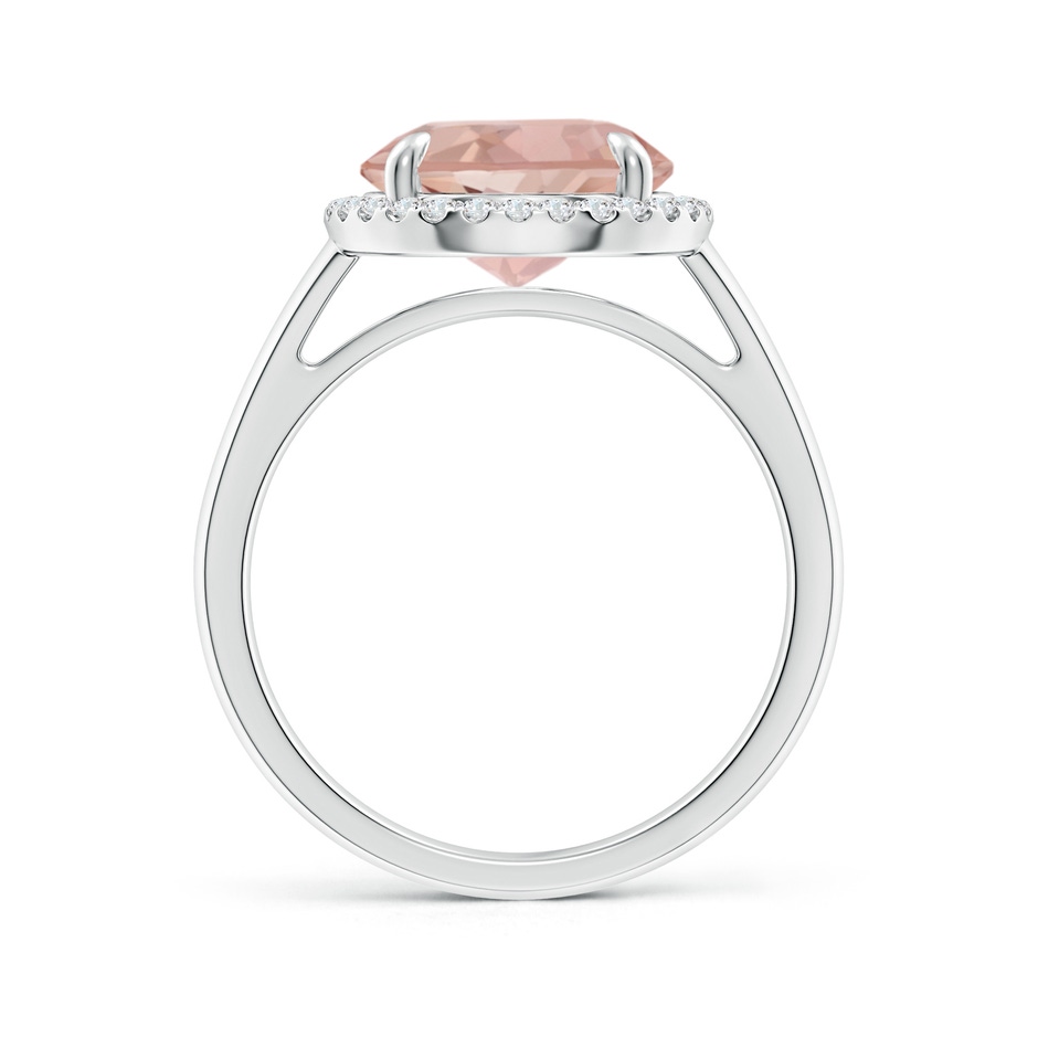 10mm AAAA Round Morganite Cathedral Ring with Diamond Halo in White Gold side-1