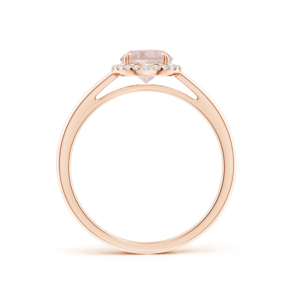 6mm A Round Morganite Cathedral Ring with Diamond Halo in Rose Gold side-1