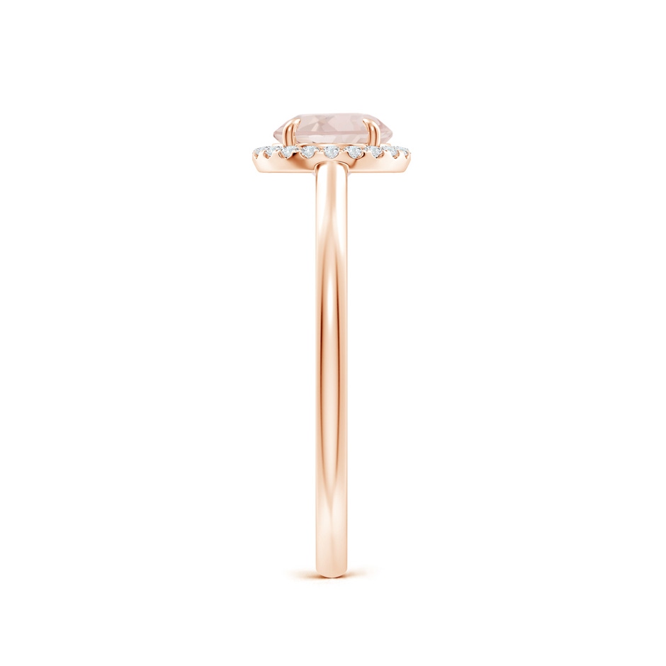 6mm A Round Morganite Cathedral Ring with Diamond Halo in Rose Gold side-2