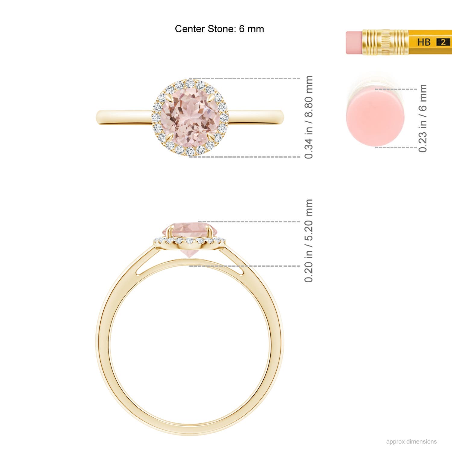 AAA - Morganite / 0.8 CT / 14 KT Yellow Gold