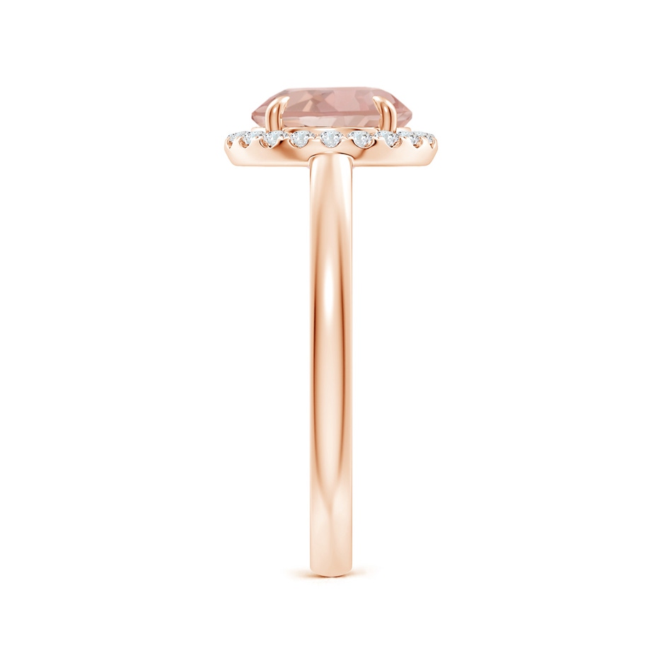 8mm AAA Round Morganite Cathedral Ring with Diamond Halo in Rose Gold side-2