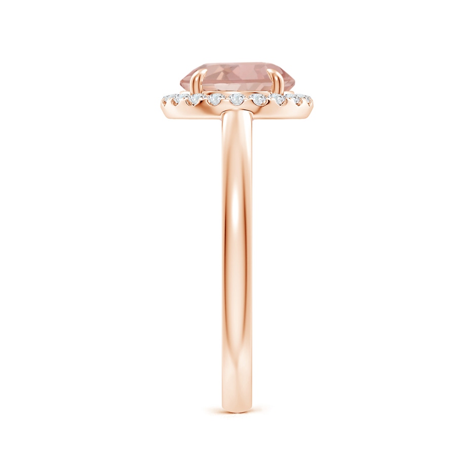 8mm AAAA Round Morganite Cathedral Ring with Diamond Halo in Rose Gold side-2