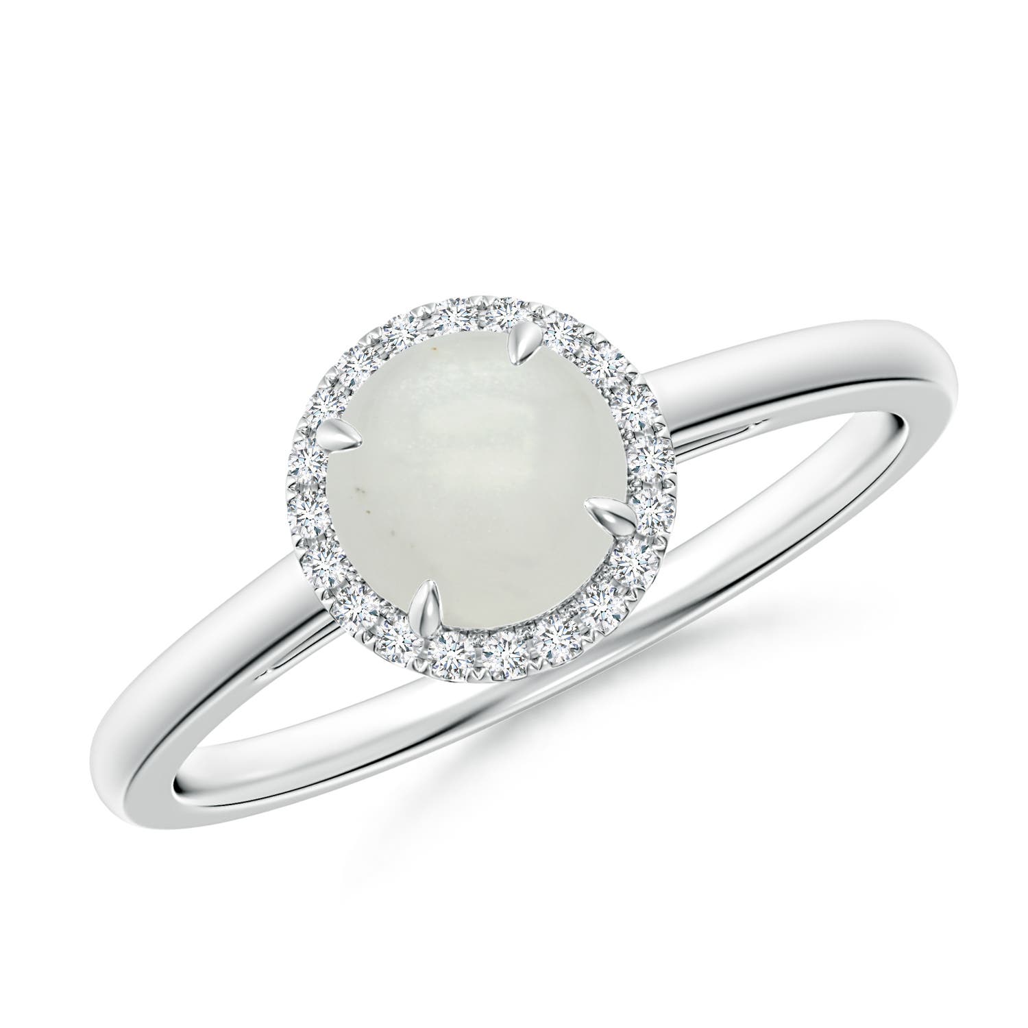 A - Moonstone / 0.9 CT / 14 KT White Gold