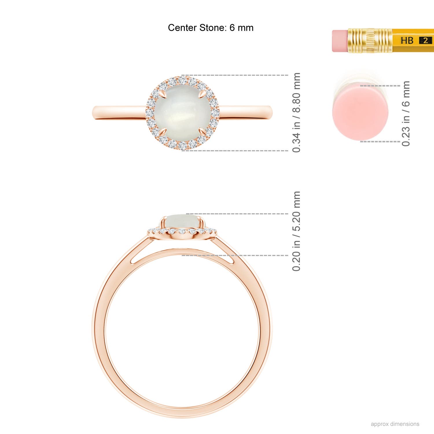 AAAA - Moonstone / 0.9 CT / 14 KT Rose Gold