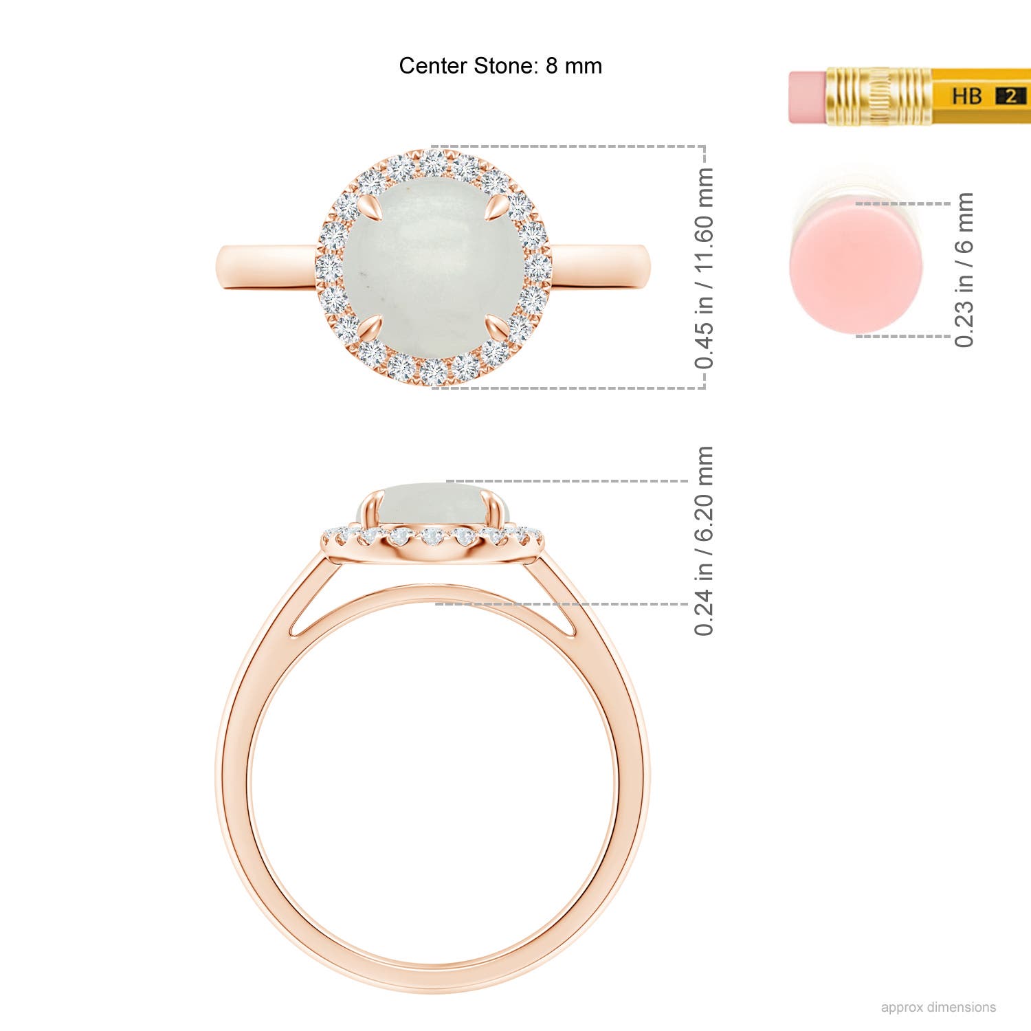 A - Moonstone / 2.06 CT / 14 KT Rose Gold