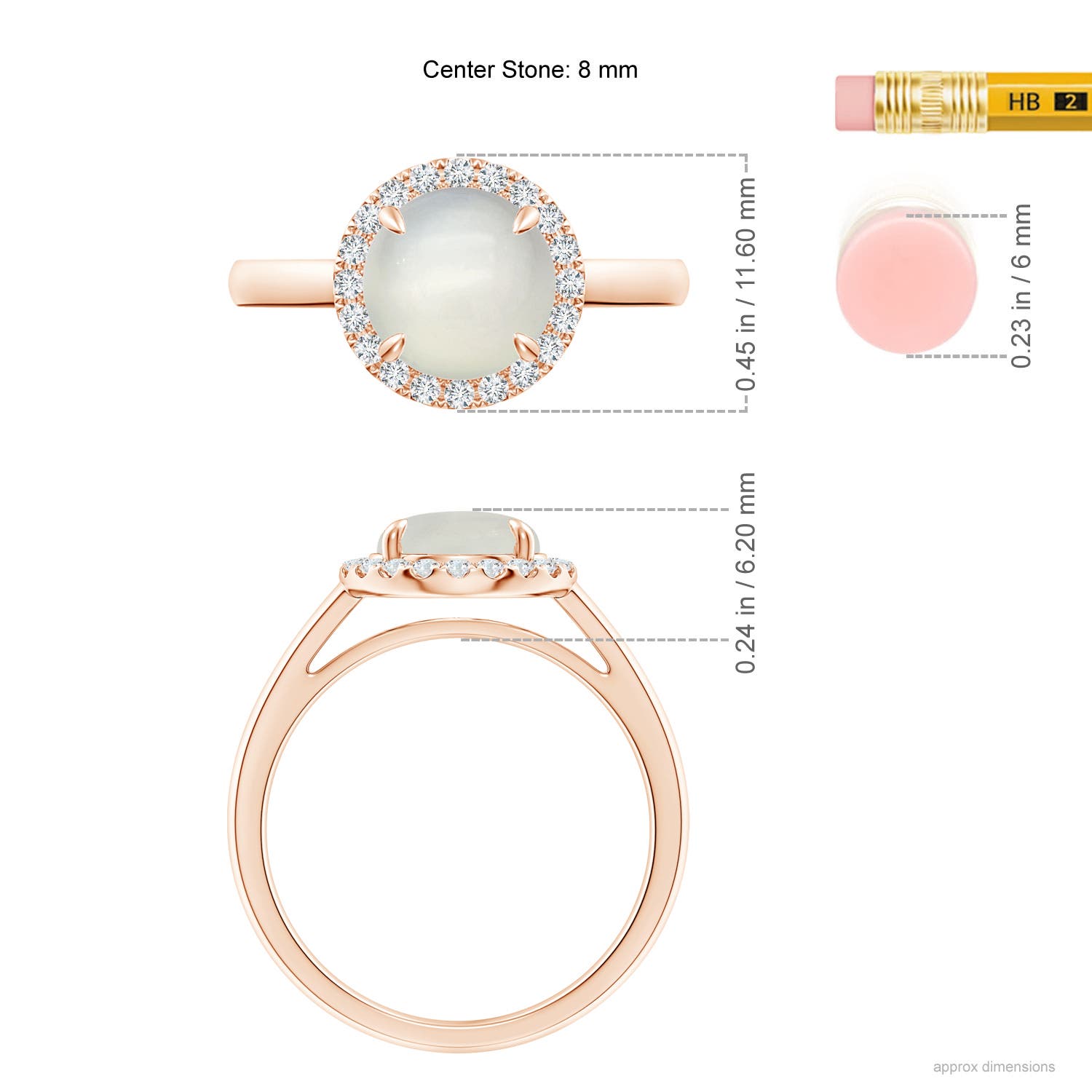 AAA - Moonstone / 2.06 CT / 14 KT Rose Gold