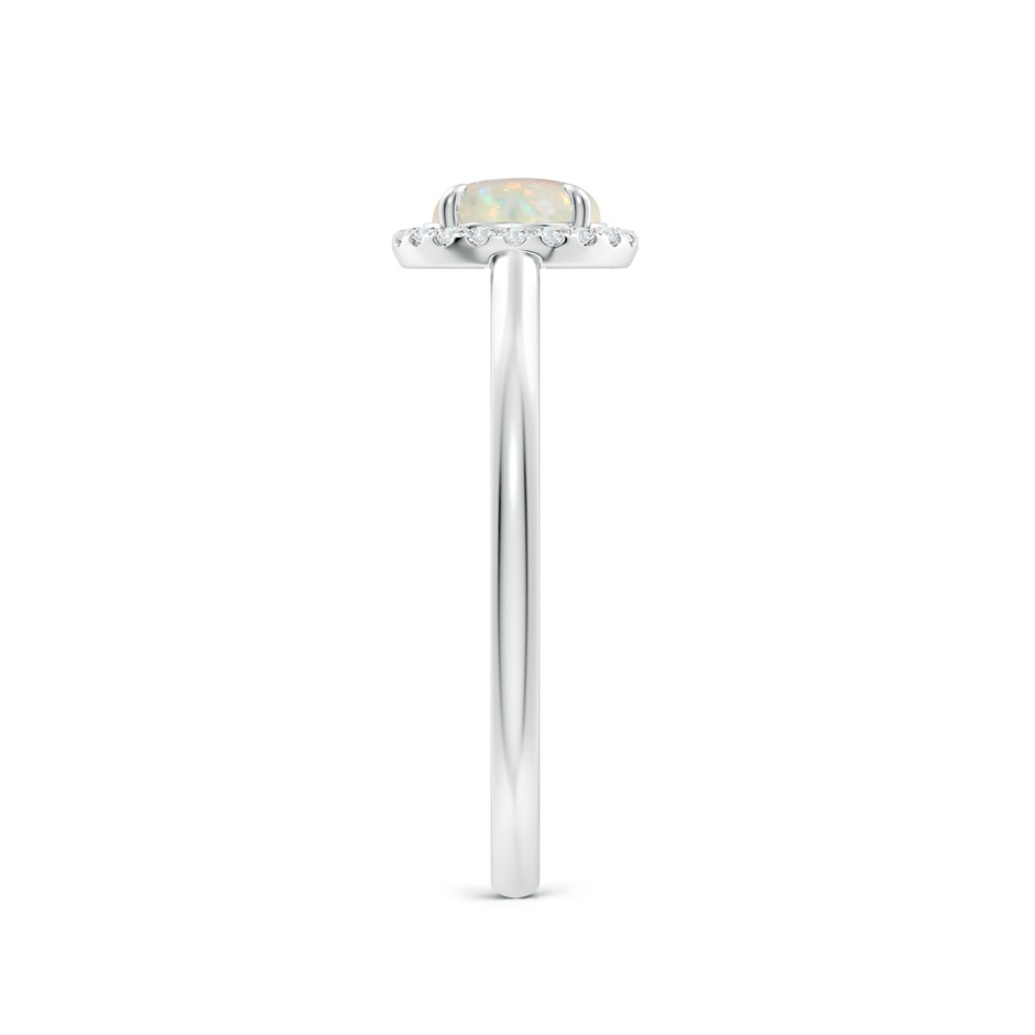 6mm AAA Round Opal Cathedral Ring with Diamond Halo in White Gold side-2