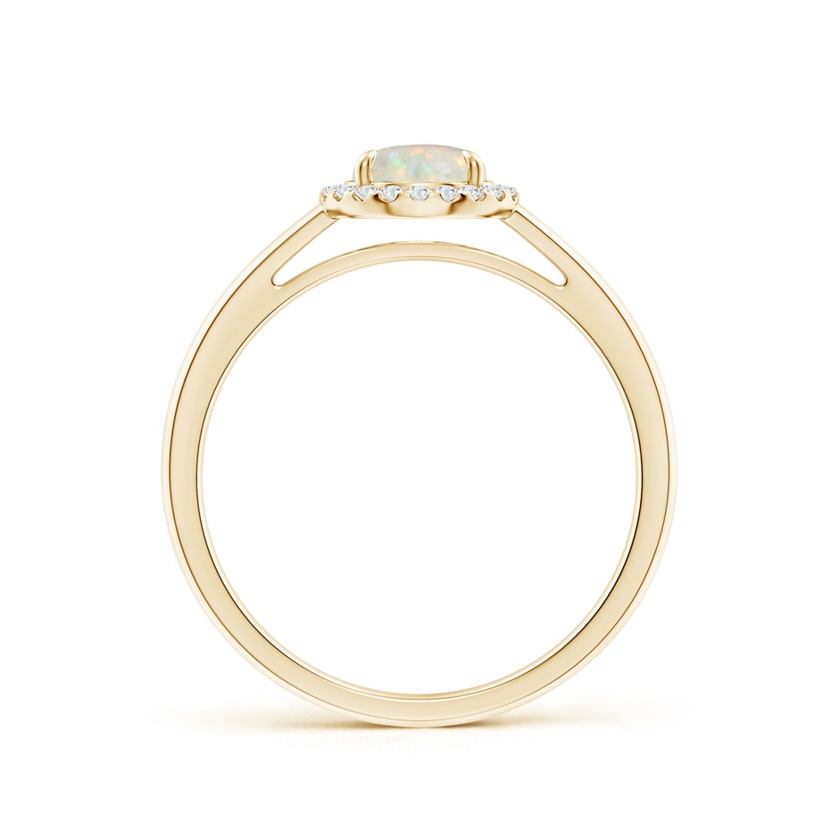 6mm AAA Round Opal Cathedral Ring with Diamond Halo in Yellow Gold side-1