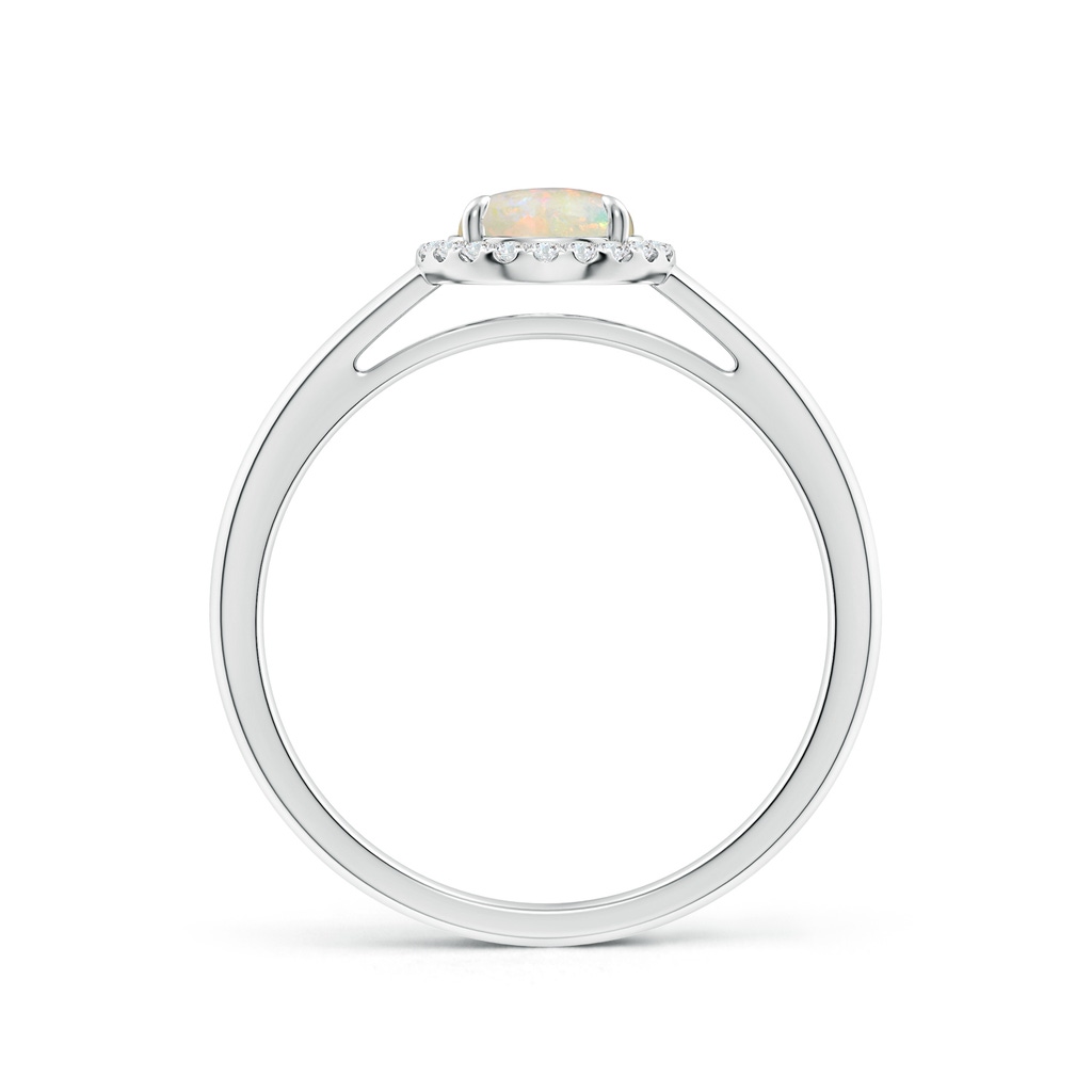 6mm AAAA Round Opal Cathedral Ring with Diamond Halo in P950 Platinum Side-1