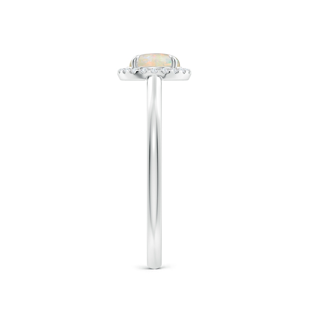 6mm AAAA Round Opal Cathedral Ring with Diamond Halo in P950 Platinum Side-2