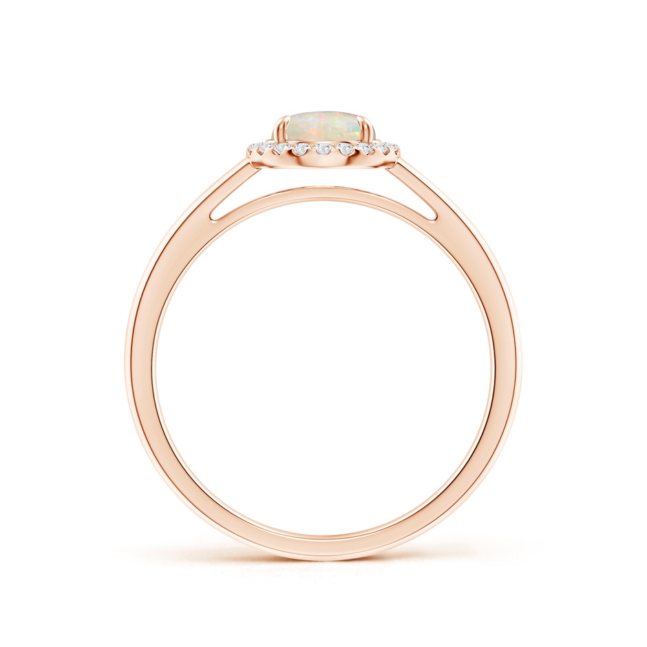 6mm AAAA Round Opal Cathedral Ring with Diamond Halo in Rose Gold side-1