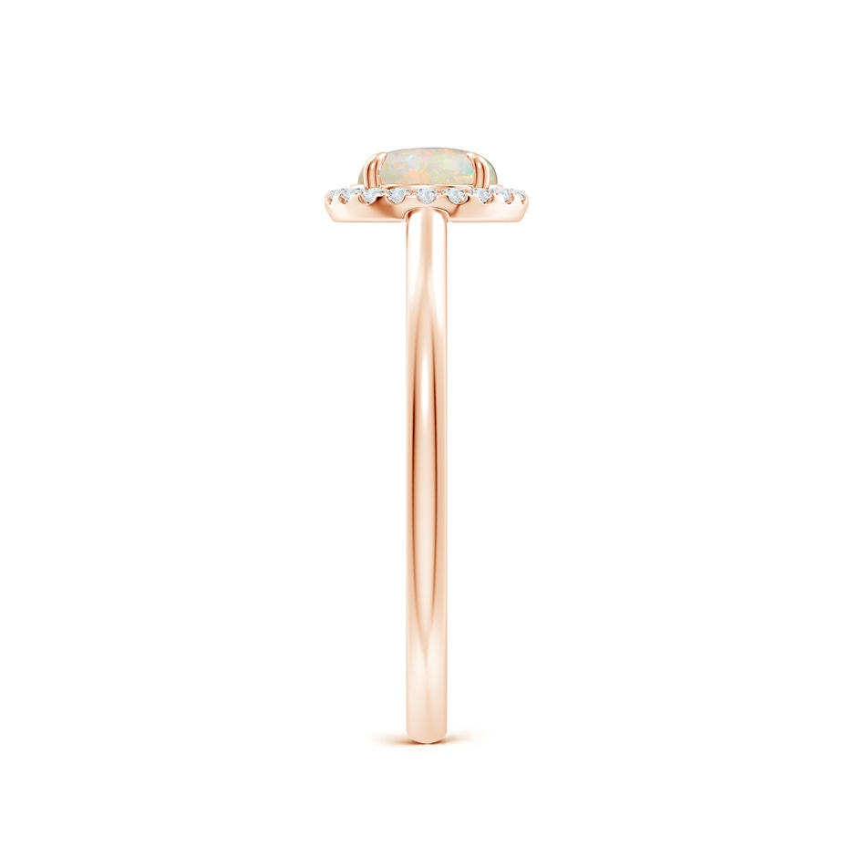 6mm AAAA Round Opal Cathedral Ring with Diamond Halo in Rose Gold side-2