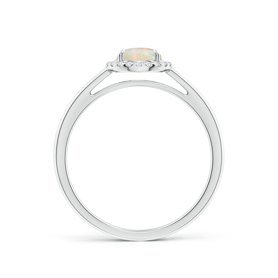 6mm AAAA Round Opal Cathedral Ring with Diamond Halo in White Gold side-1