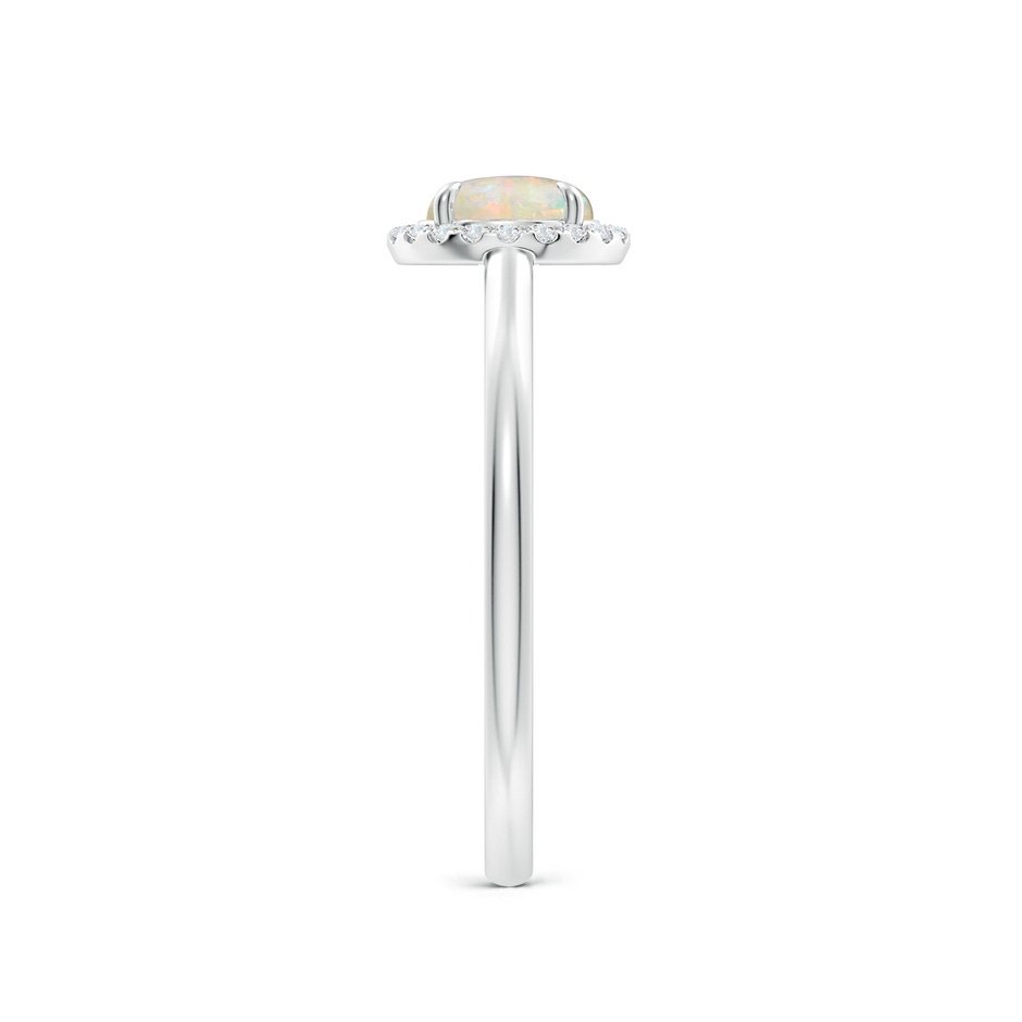 6mm AAAA Round Opal Cathedral Ring with Diamond Halo in White Gold side-2