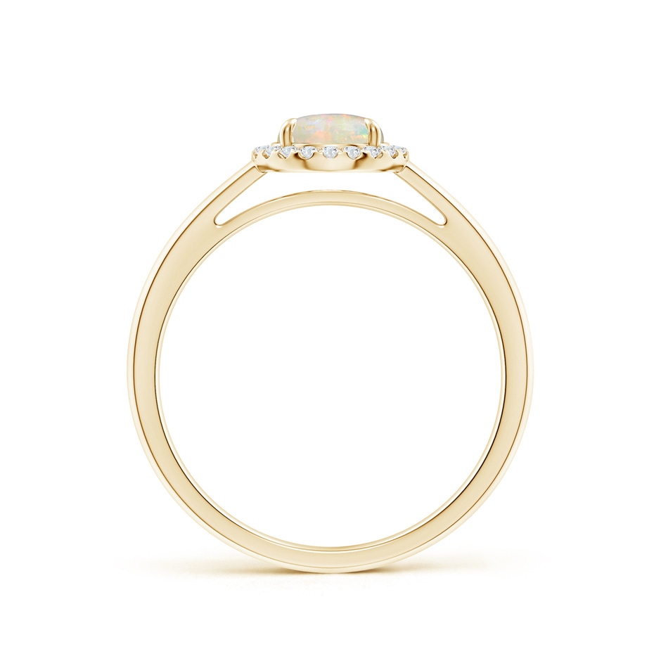 6mm AAAA Round Opal Cathedral Ring with Diamond Halo in Yellow Gold side-1