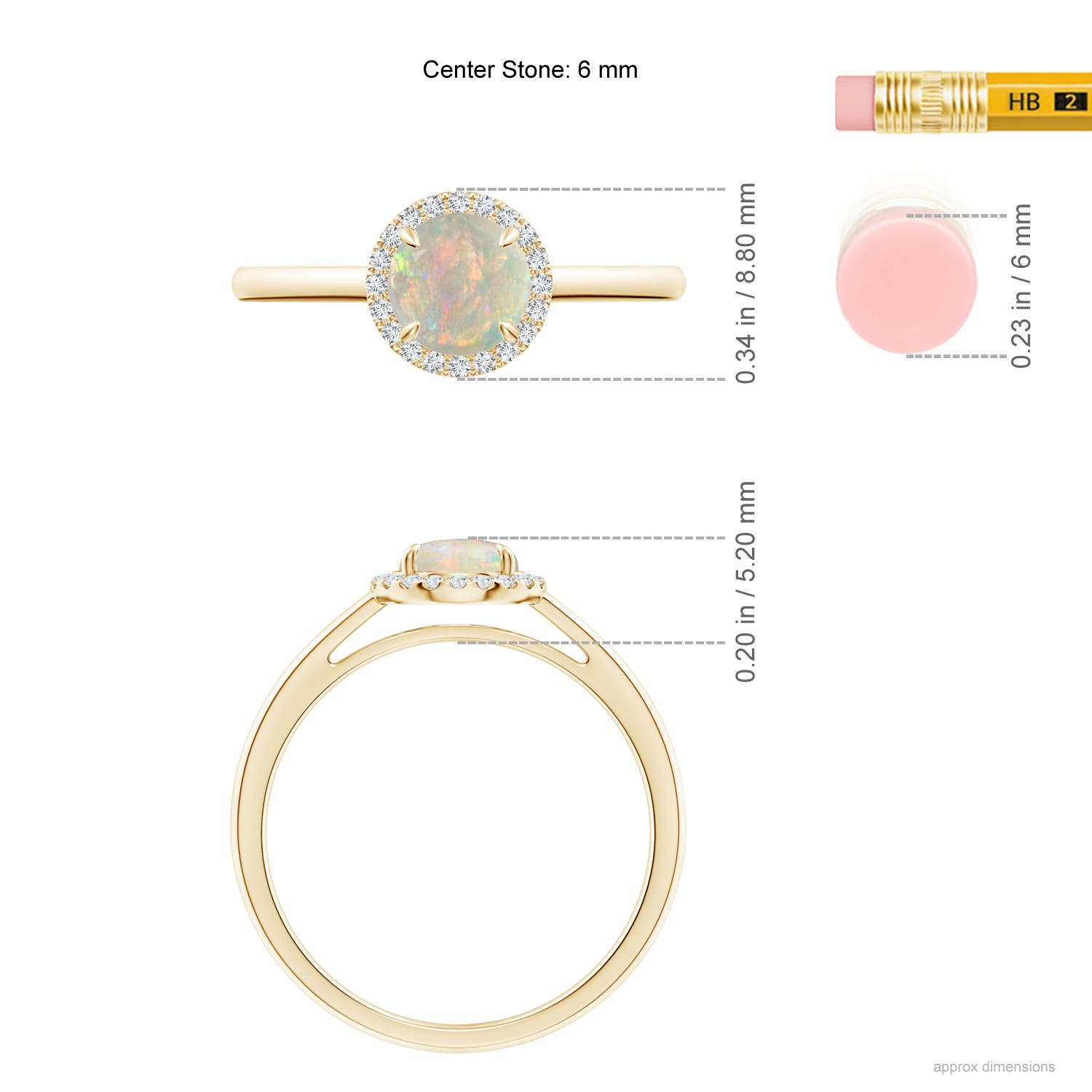 AAAA - Opal / 0.6 CT / 14 KT Yellow Gold