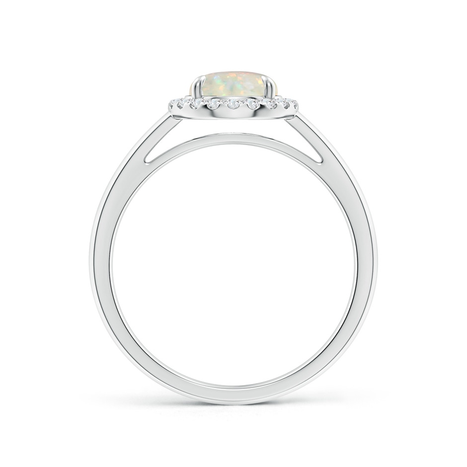 7mm AAA Round Opal Cathedral Ring with Diamond Halo in P950 Platinum side-1
