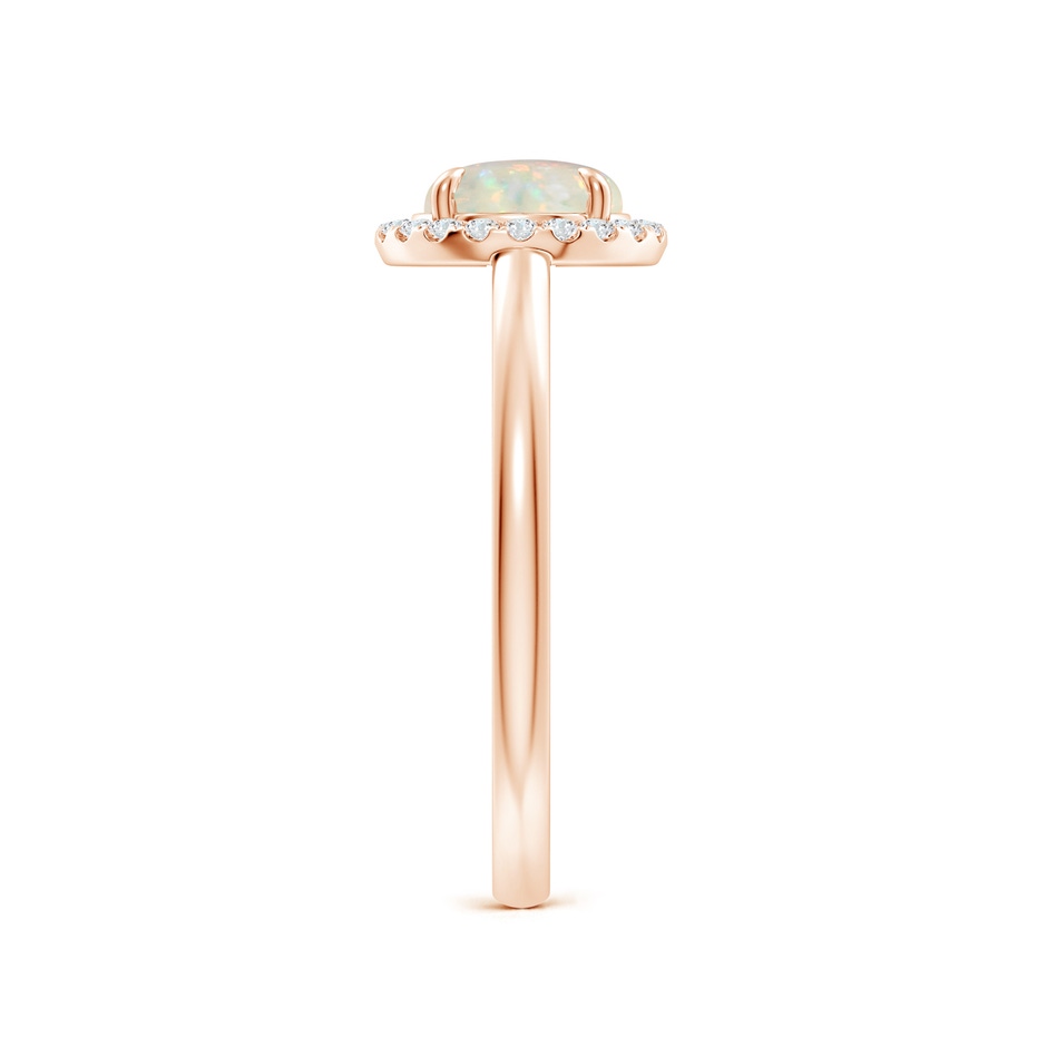7mm AAA Round Opal Cathedral Ring with Diamond Halo in Rose Gold side-2