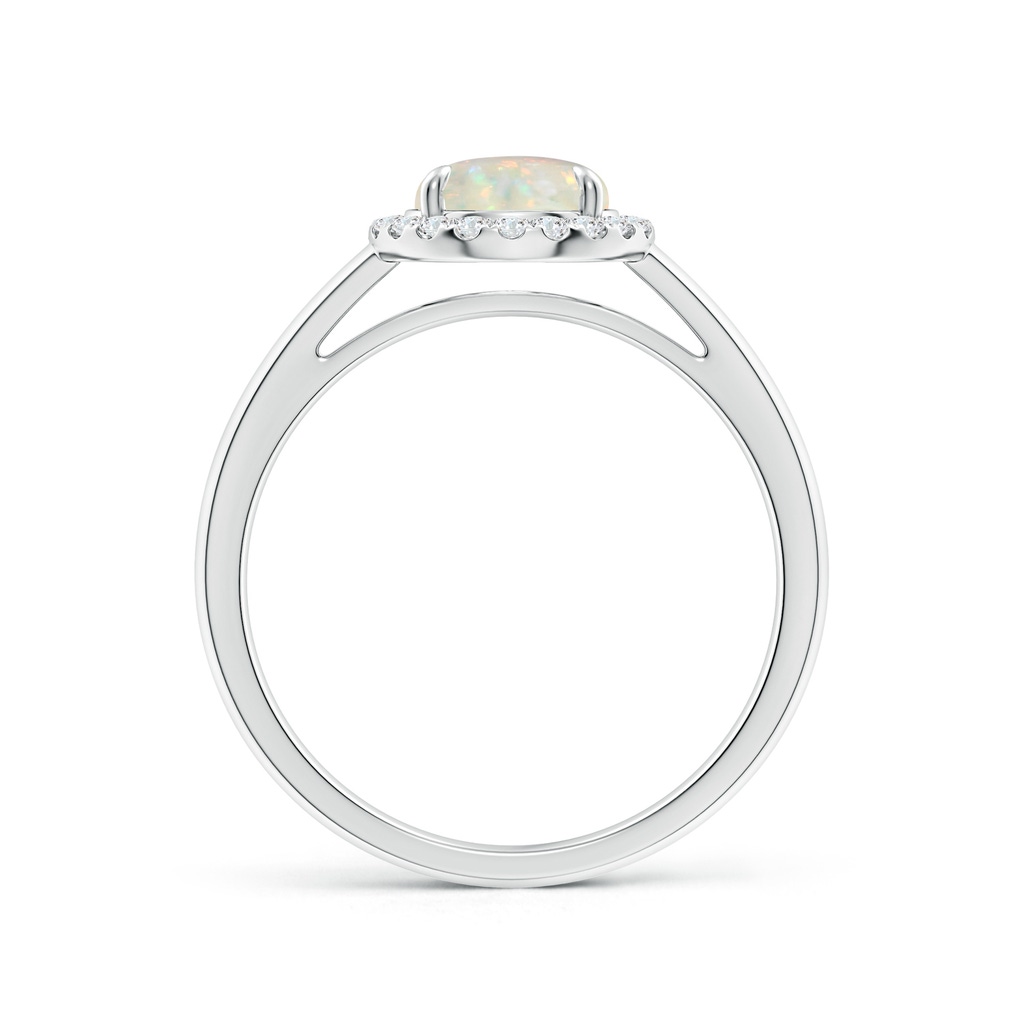 7mm AAA Round Opal Cathedral Ring with Diamond Halo in White Gold Side-1
