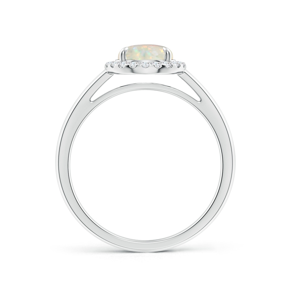 7mm AAA Round Opal Cathedral Ring with Diamond Halo in White Gold side-1