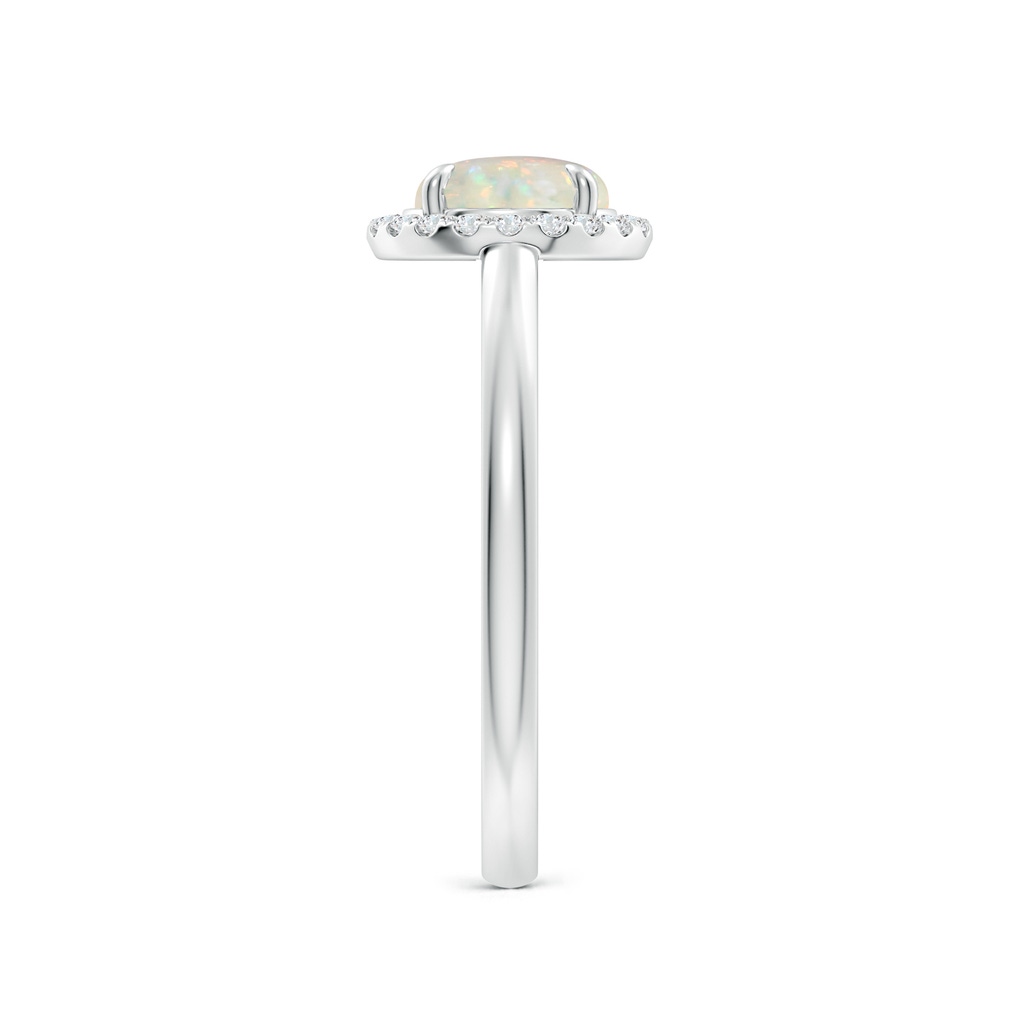 7mm AAA Round Opal Cathedral Ring with Diamond Halo in White Gold Side-2